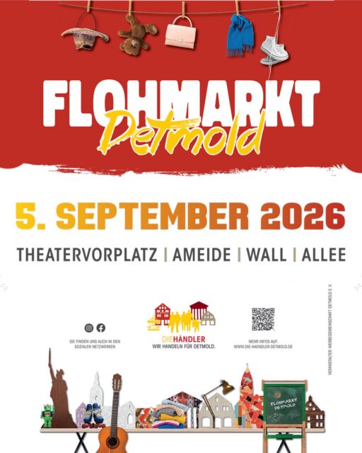 👏🏼 Flohmarkt-Samstag in Detmold! 🛍️✨
Am Samstag, 5. September heißt es wieder: stöbern, entdecken und Lieblingsstücke finden!
Zwischen Theatervorplatz, Ameide, Wall und Allee erwartet euch einer der schönsten Flohmärkte der Region – mit vielen privaten Ständen, kleinen Schätzen, Vintage-Fundstücken, Büchern, Spielzeug, Deko und vielem mehr.
Ob ihr gezielt auf Schnäppchenjagd geht oder einfach durch die Reihen bummeln möchtet: Der Detmolder Flohmarkt verbindet das Stöbern mit einem entspannten Tag in unserer schönen Innenstadt. Genießt dazu einen Kaffee, besucht unsere Geschäfte oder lasst euch in den Cafés und Restaurants verwöhnen. ☕🌸
📍 Samstag, 5. September
📍 Theatervorplatz • Ameide • Wall • Allee
Alle Informationen für Besucherinnen, Besucher und Standbetreiber findet ihr hier:
👉 www.die-haendler-detmold.de/flohmarkt/
Wir freuen uns auf euch! ❤️
#Detmold #DieHändlerDetmold #Flohmarkt #DetmolderFlohmarkt #InnenstadtDetmold Vintage Trödel SecondHand Nachhaltig Shopping OWL